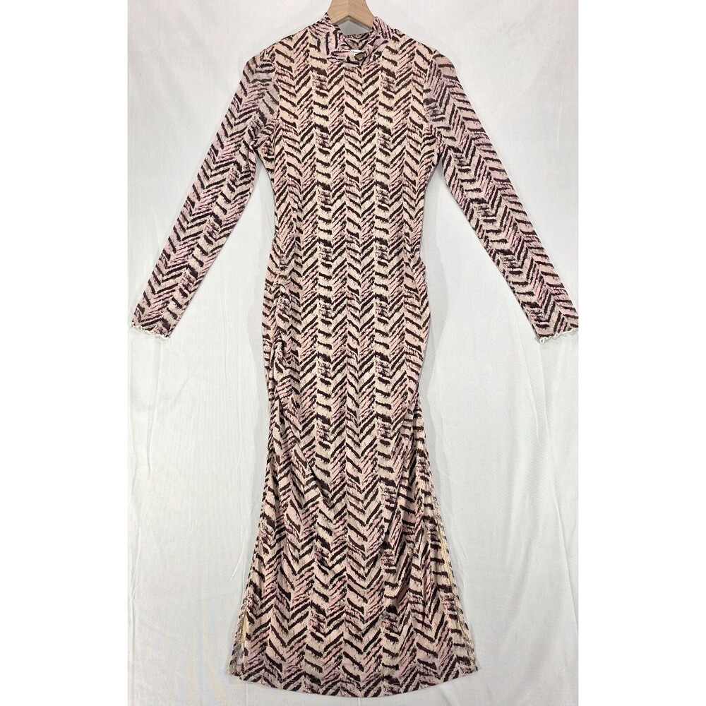 NWT Heartloom Sydney Mesh Midi Dress Women's M Long Sleeve Slim Fit Indie Sleaze